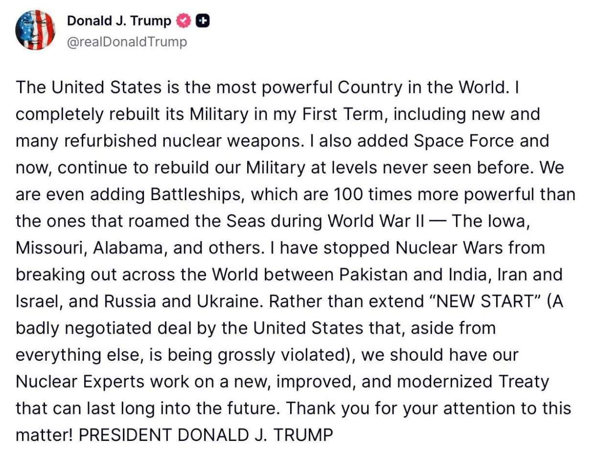 Ядерное сдерживание. Трамп предложил разработать новый договор с Россией