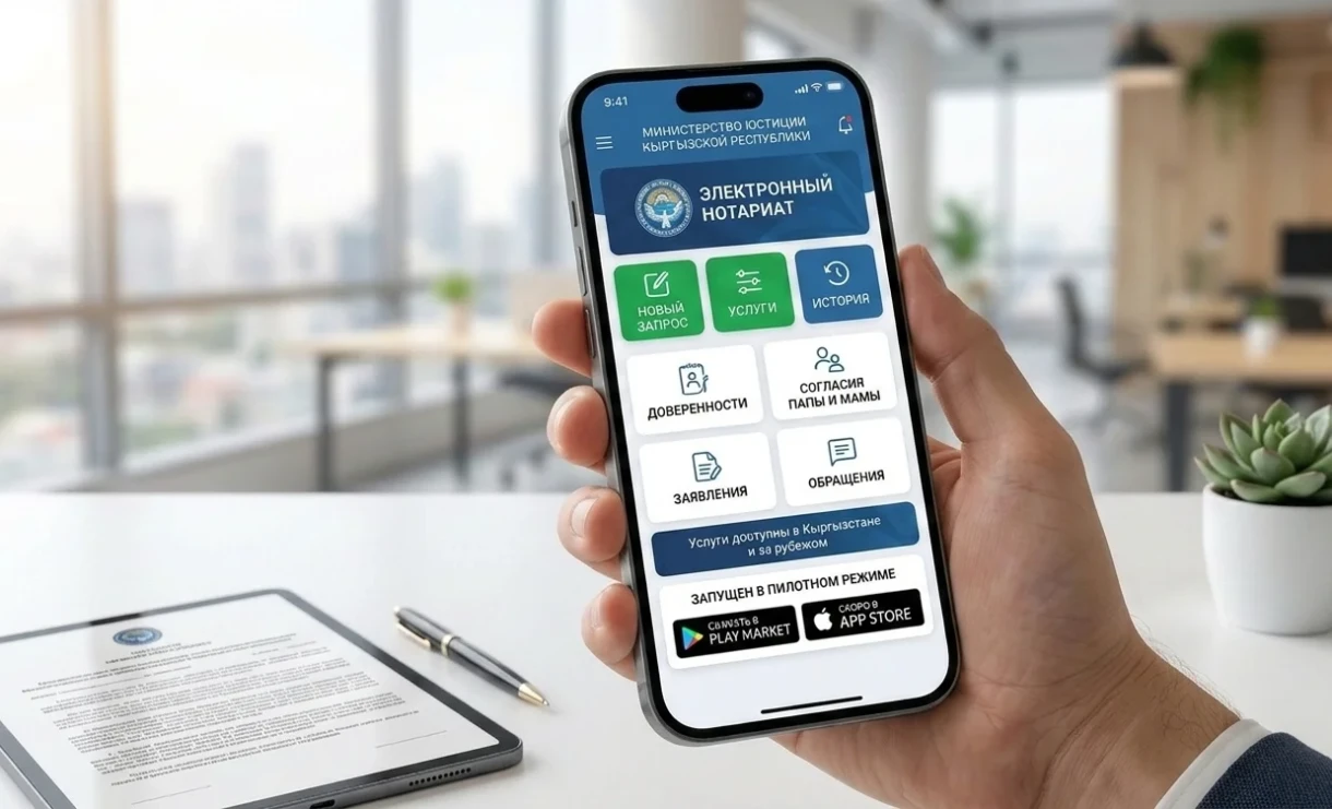Кыргызстандын Юстиция министрлиги «Электрондук нотариат» мобилдик тиркемесин ишке киргизди